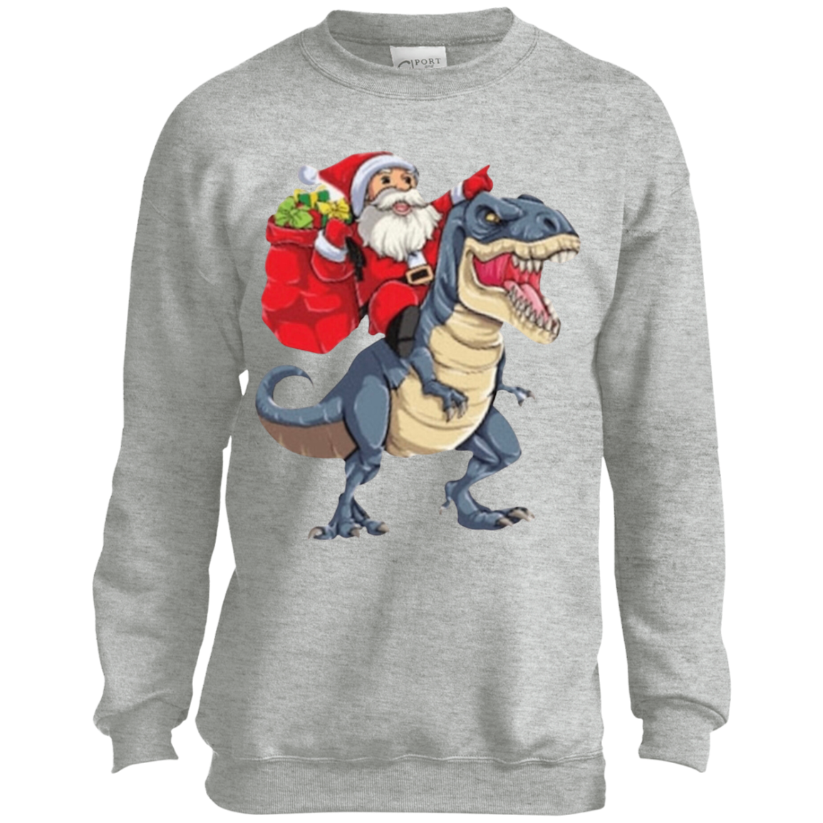 Santa Riding Dino Kids Sweatshirt