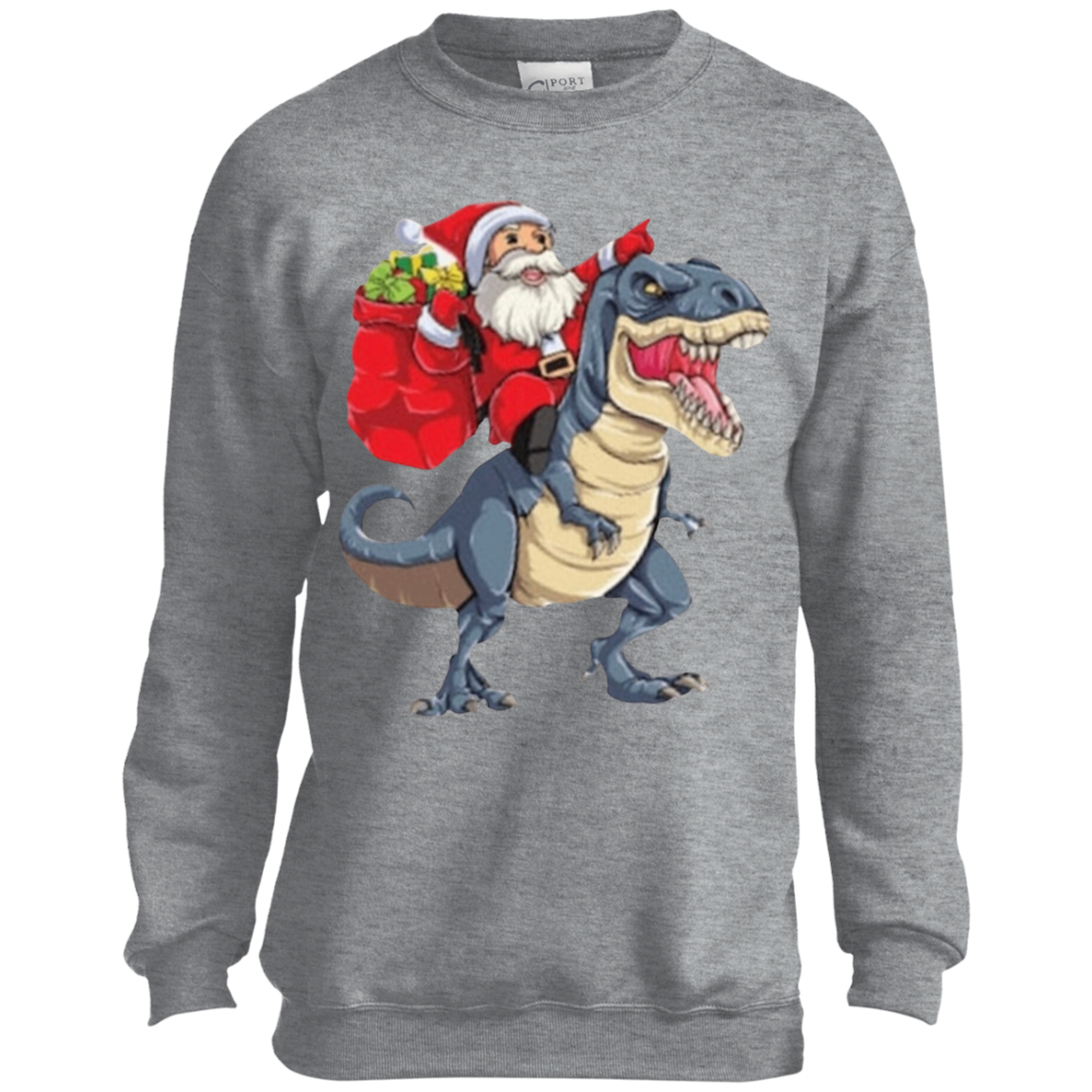Santa Riding Dino Kids Sweatshirt