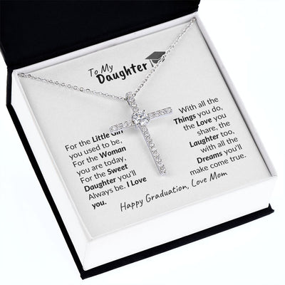 Daughter Graduation from Mom Beautiful CZ Cross Necklace