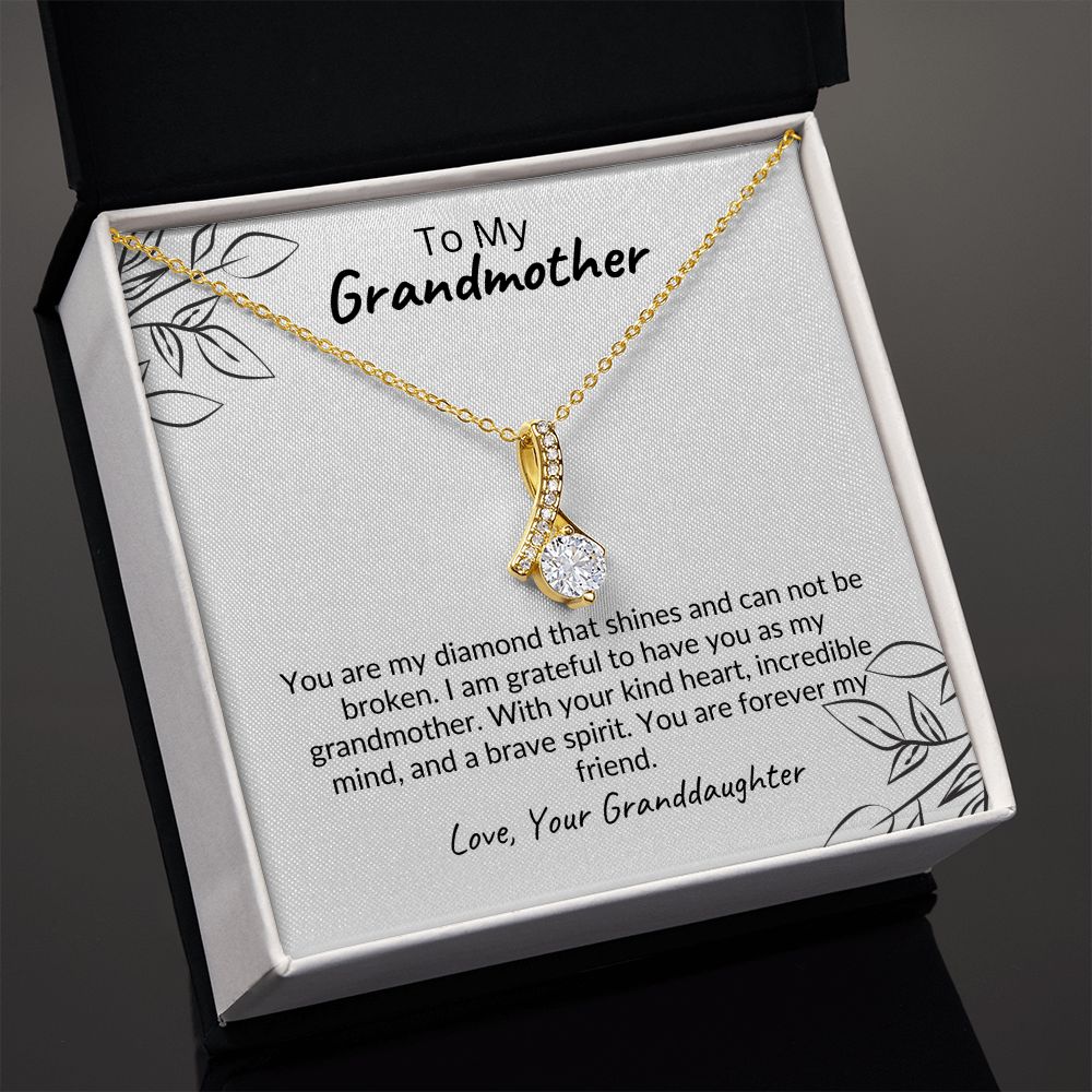 To My Grandmother, From Granddaughter Beautiful Petite Ribbon Shape Necklace