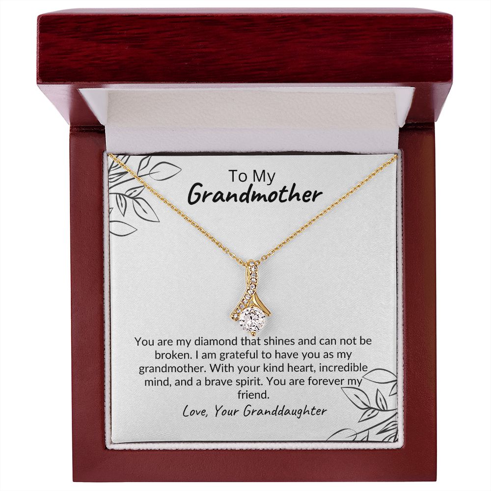 To My Grandmother, From Granddaughter Beautiful Petite Ribbon Shape Necklace
