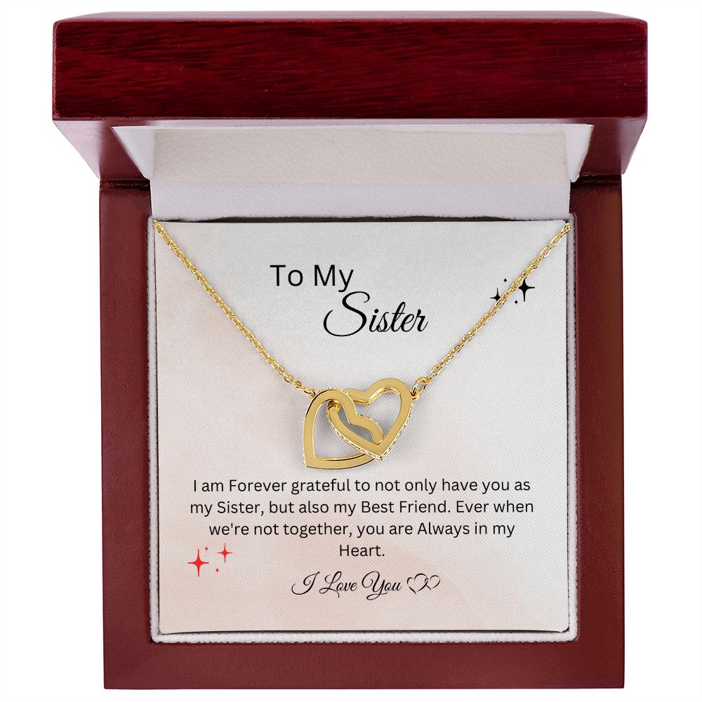 To Sister From Sister, Stainless Steel Rose Gold Double Heart Necklace