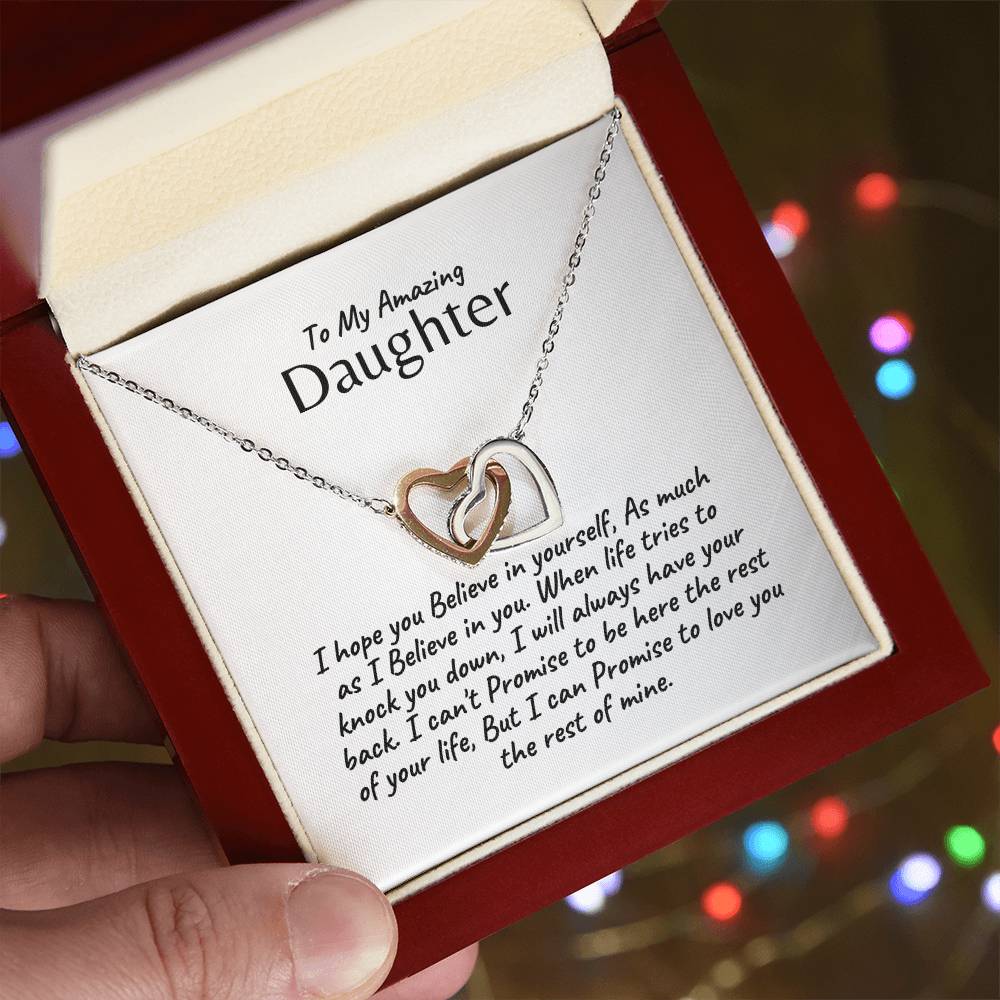 To My Amazing Daughter, Interlocking Heart Necklace
