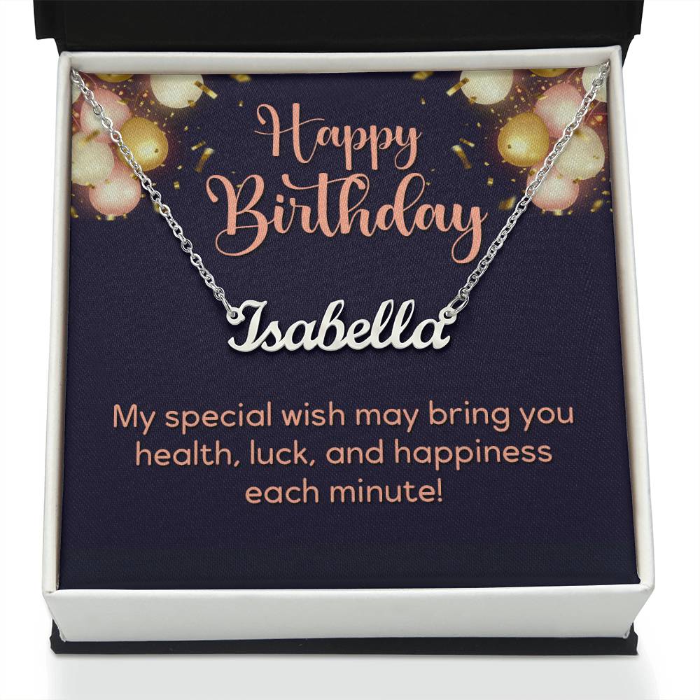 Happy Birthday, Personalized Name Necklace