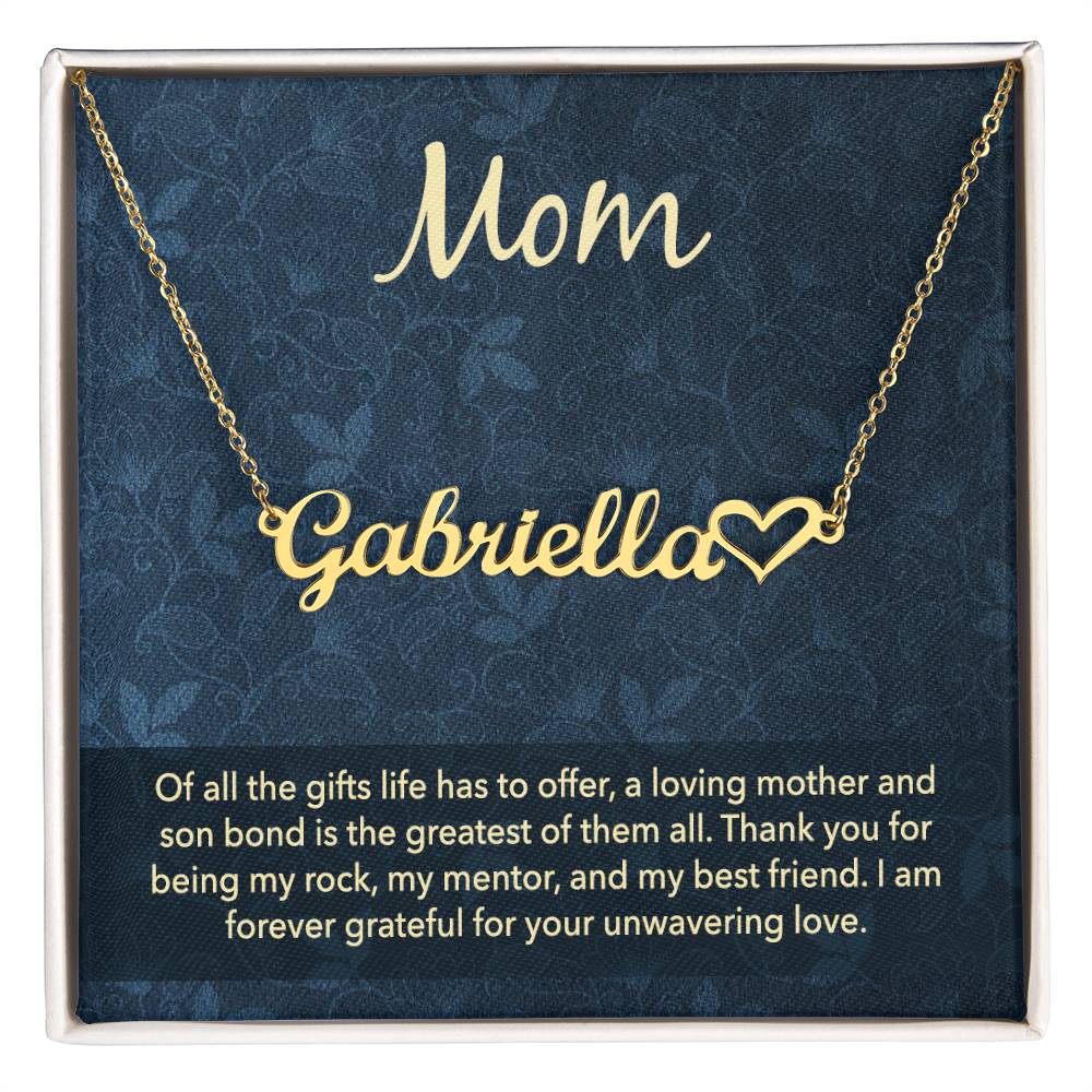 Heart Name Necklace Personalized, For Mom From Son