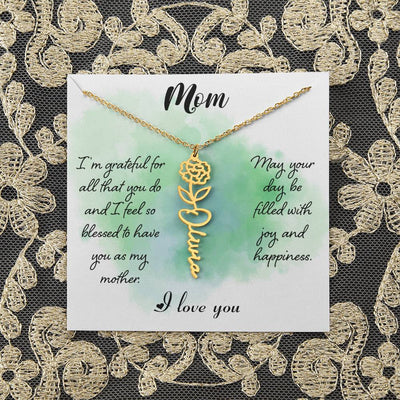 Flower Name Necklace Personalized, For Mom