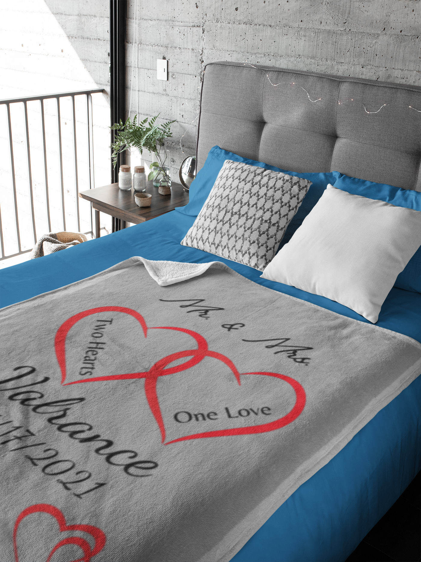 Two Hearts One Love Personalized Blanket